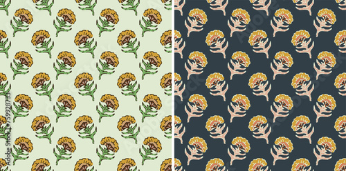 Digital Ajrakh seamless pattern. block print Pattern and batik print Background digital printing textile pattern. Kalamkari Block Print Seamless Pattern. EPS file format.