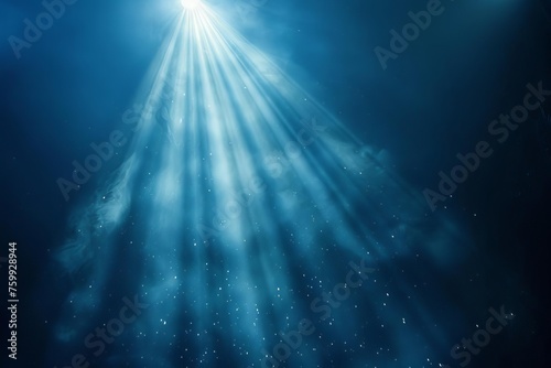Spotlight with dramatic lens flare Casting beams across a mysterious dark void