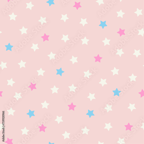 Cute seamless pattern with stars. Vector illustration. Texture for print, textile, fabric, packaging.
