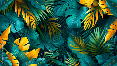Exotic jungle leaves, seamless summer pattern for fashion textiles