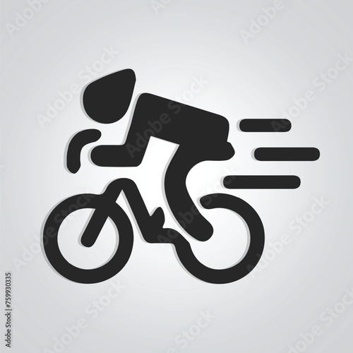 The racing bicycle has a unique icon and cycle logo with a silver background. Vector illustration