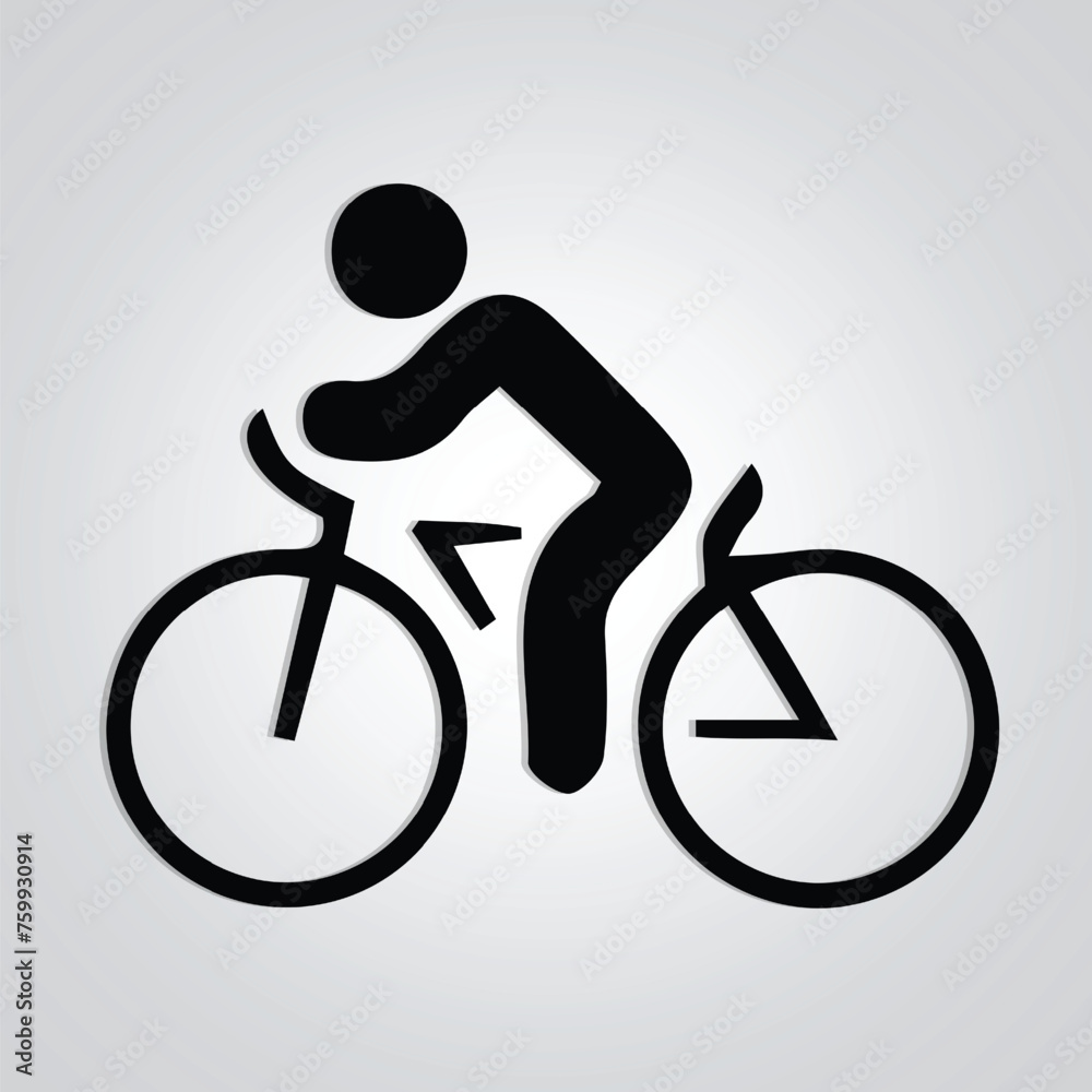 Fototapeta premium Bicycle men unique icon and cycle logo with Silver Background. Vector illustration