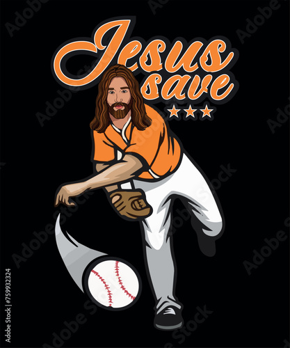 Jesus Save X Baseball t shirt Design
