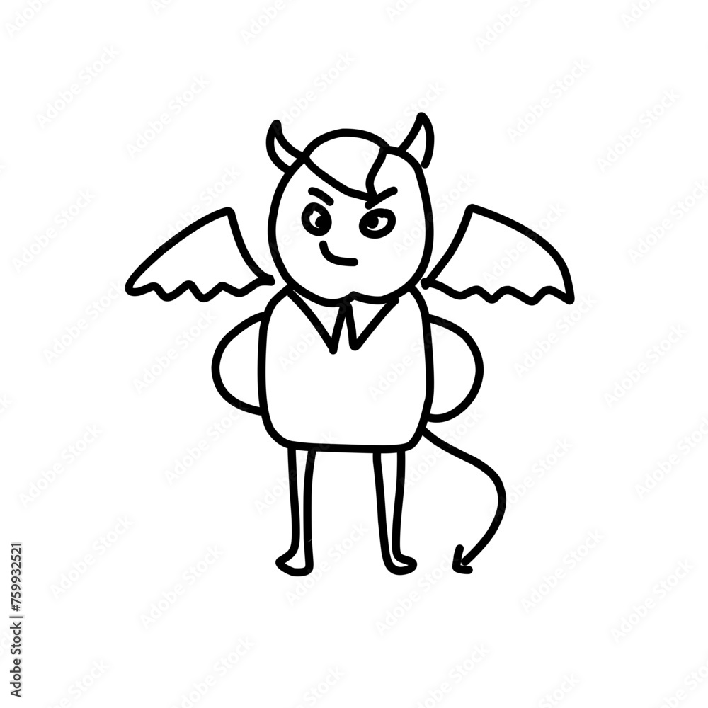 Angel and devil illustration outline