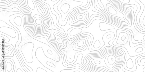 Topographic map background geographic line map with seamless ornament design. The black on white contours vector topography stylized height of the lines map.