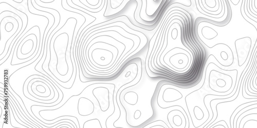 Topographic map background geographic line map with seamless ornament design. The black on white contours vector topography stylized height of the lines map.