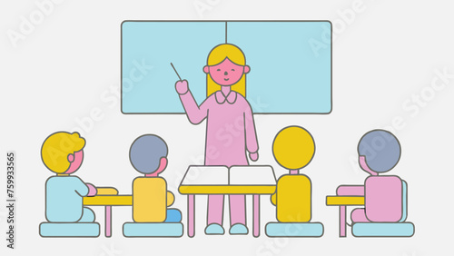 classroom with kids teacher or professor teaches vector 6.eps