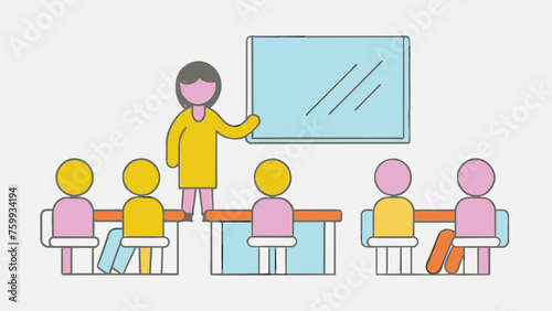 classroom with kids teacher or professor teaches vector 12.eps