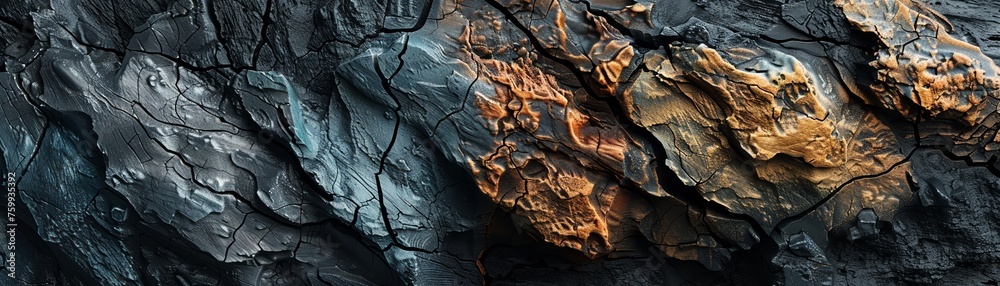 Use a color palette inspired by the dark, coarse-grained texture of gabbro to generate a striking digital artwork, super detailed Use a color palette inspired by the dark, coarse-grained texture of gabbro to generate a striking digital artwork, super detailed