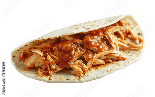 Savoring Chicken Tinga Taco Creation Isolated on Transparent Background PNG.