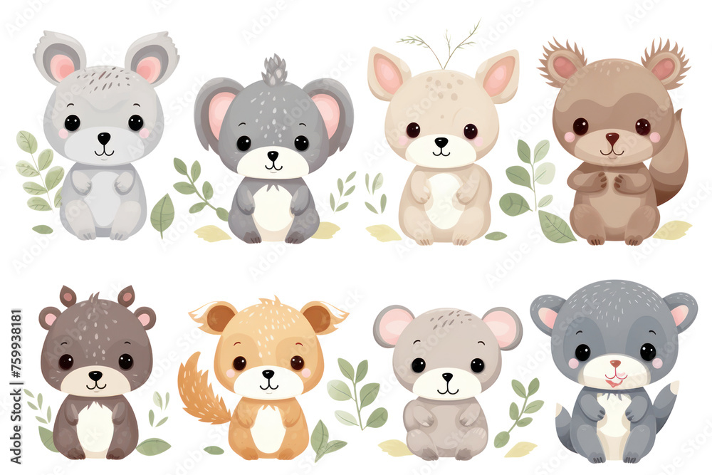 Adorable baby wild animals, such as baby bears, play in the forest, emphasizing the cuteness, cuteness, and innocence of various animals. Isolated on a transparent background. Adorable baby wild animals, such as baby bears, play in the forest, emphasizing the cuteness, cuteness, and innocence of various animals. Isolated on a transparent background.