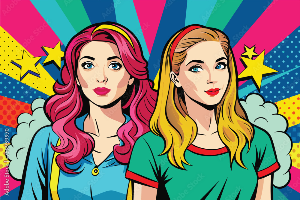 comic style pop art girls vector design comic style pop art girls vector design