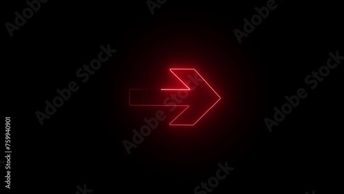 Abstract directional neon arrow icon animation. photo
