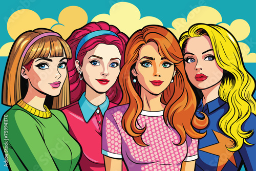comic style pop art girls vector design .eps
