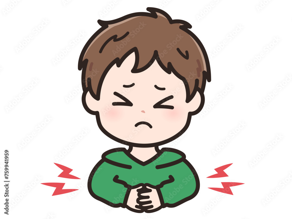 腹痛の若い男性のイラスト 腹痛の若い男性のイラスト