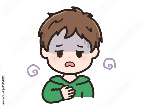 体調不良の若い男性のイラスト