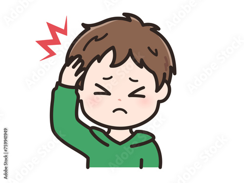 頭痛の若い男性のイラスト