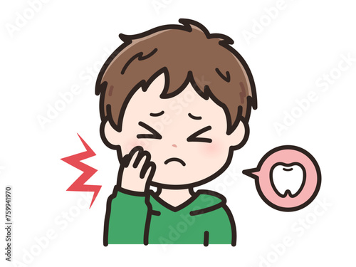 歯が痛いの若い男性のイラスト