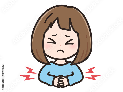 腹痛の若い女性のイラスト