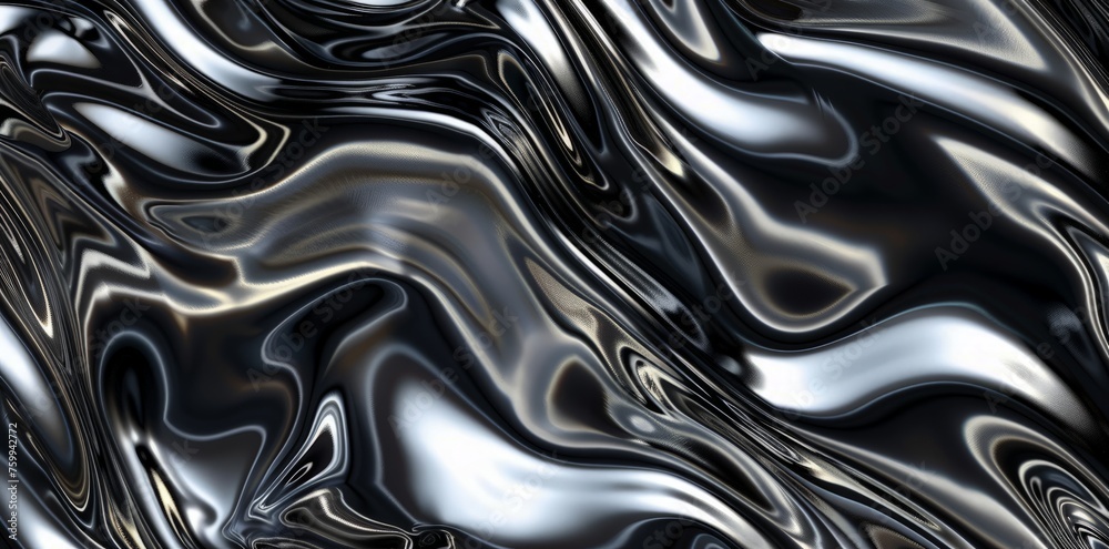 Fototapeta premium Black and white abstract background featuring a series of wavy lines creating a dynamic and modern aesthetic.