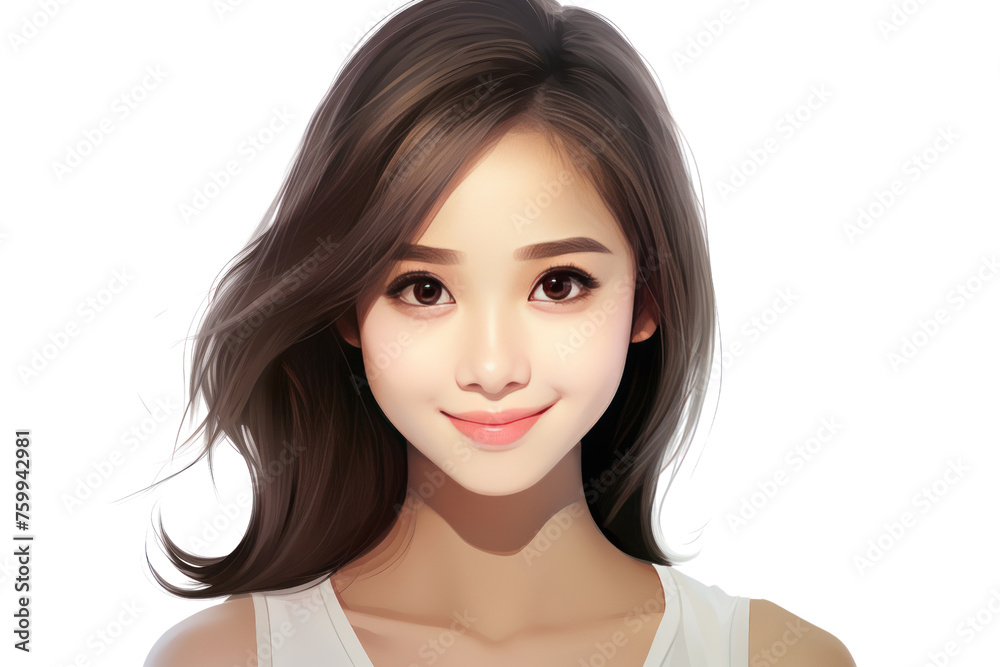 Cartoon pictures of beautiful Thai girls. Face: Round eyes, black or brown, tan skin. Personality: Cheerful, smiles easily, fun-loving, kind. Isolated on a transparent background. Cartoon pictures of beautiful Thai girls. Face: Round eyes, black or brown, tan skin. Personality: Cheerful, smiles easily, fun-loving, kind. Isolated on a transparent background.