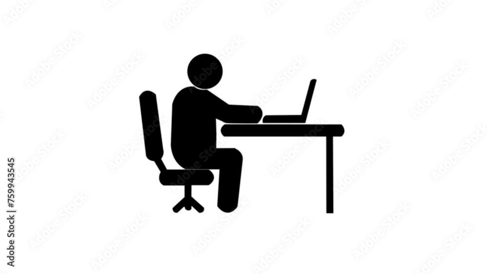 Pictogram man with laptop communicates in messenger. Looped animation with alpha channel. Pictogram man with laptop communicates in messenger. Looped animation with alpha channel.