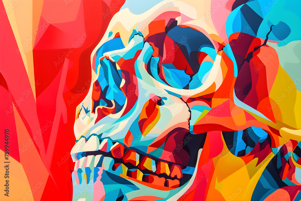 abstract colorful background with skull