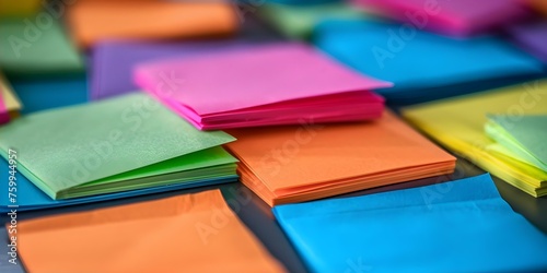 Reminder notes on colorful sticky pads for office organization and productivity. Concept Sticky Notes  Office Organization  Productivity  Colorful Office Supplies  Reminder System