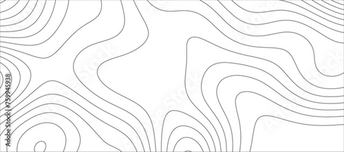 Abstract Topographic line art background. Mountain topographic terrain map background with white shape lines.Geographic map conceptual design.Black on white contour height lines.	