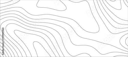 Abstract Topographic line art background. Mountain topographic terrain map background with white shape lines.Geographic map conceptual design.Black on white contour height lines.	