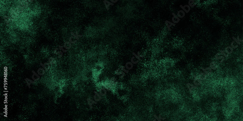 Grunge abstract marbled pattern and rough paint brush strokes in dark green color powder explosion. Dark green Distressed Grunge Texture for your design. Backdrop dark paper texture grungy background.