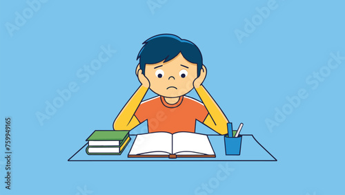 desperate studying student vector design 