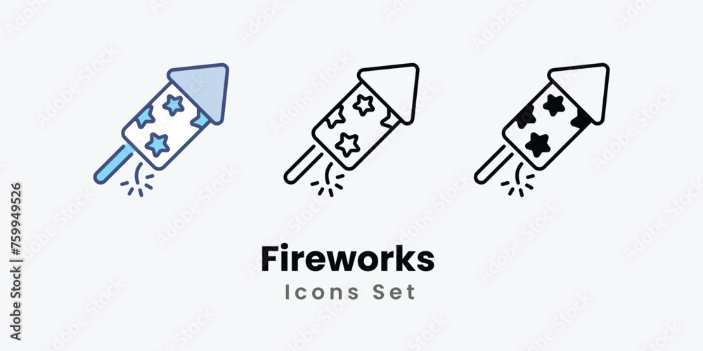 Fireworks icons set vector stock illustration Fireworks icons set vector stock illustration