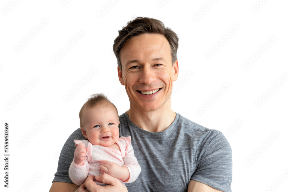 Portrait of Father holding baby with his arms isolated on transparent png background, Dad and baby moment, cute and adorable little infant. Portrait of Father holding baby with his arms isolated on transparent png background, Dad and baby moment, cute and adorable little infant.
