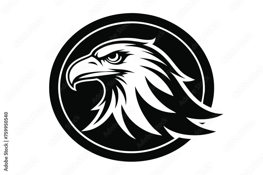 Fototapeta premium eagle head in round circle silhouette logo vector