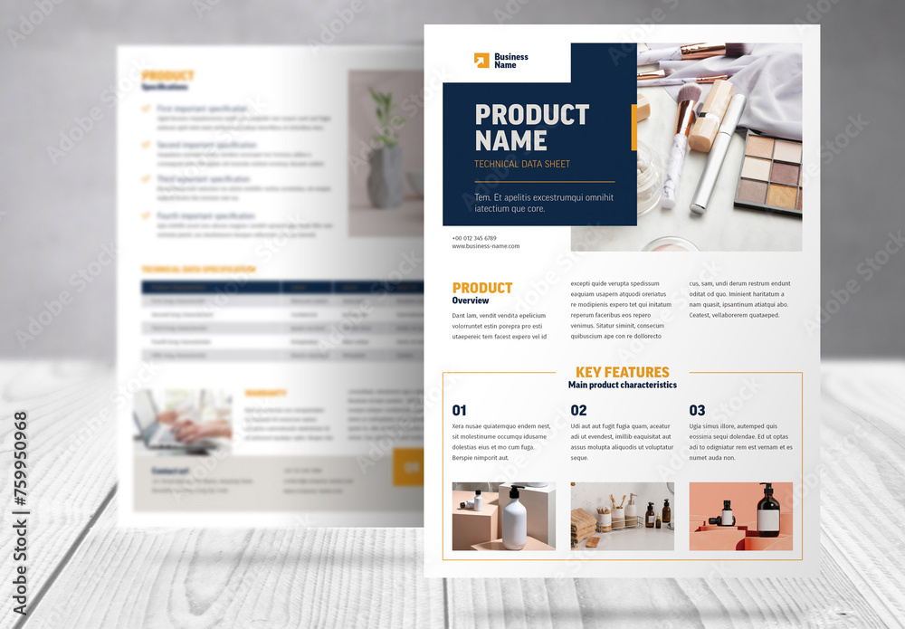 Product Sheet Business Document Template Stock Template | Adobe Stock