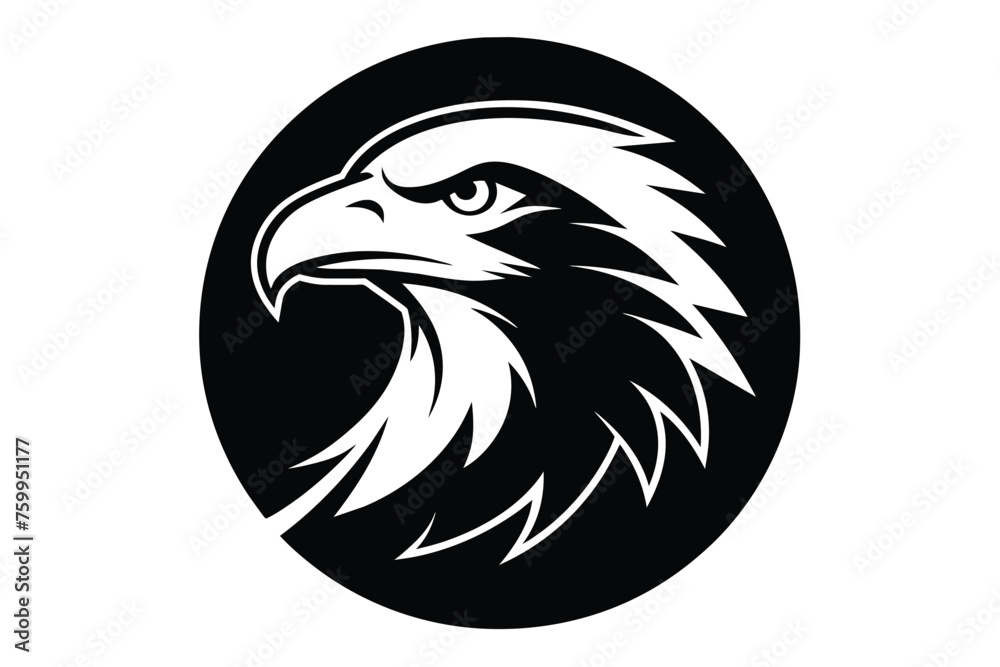 Obraz premium eagle head in round circle silhouette logo vector