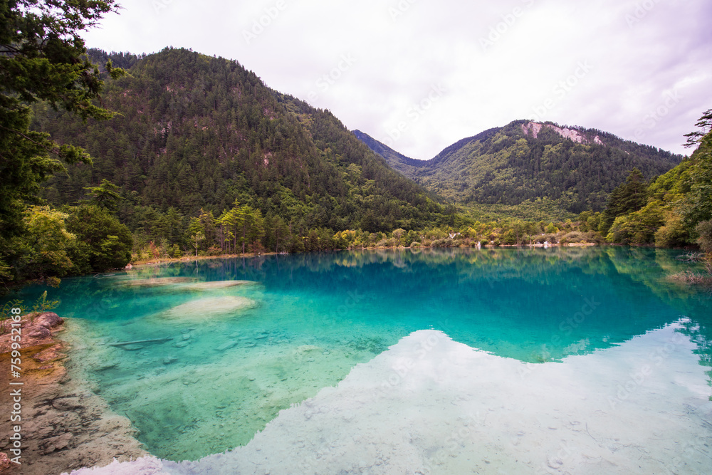 Indigo lake in Jiuzhaigou, Sichuan, China