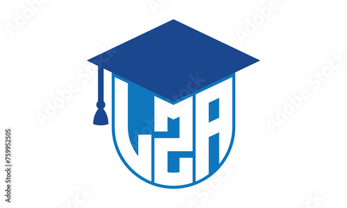 LZA initial letter academic logo design vector template. school college logo, university logo, graduation cap logo, institute logo, educational logo, library logo, teaching logo, book shop, varsity	
