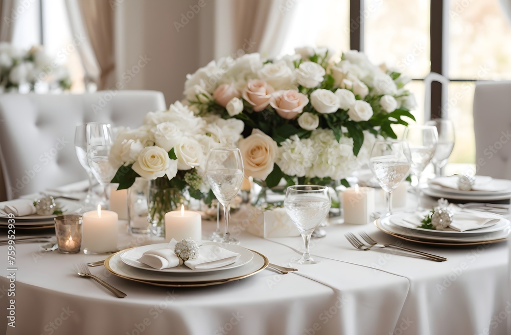 an elegant dinner table lit by candlelight an elegant dinner table lit by candlelight