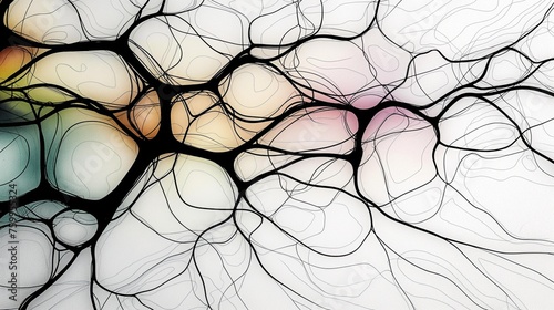 abstract background, colorful neural connections, tree of colored neurons on a white background, neurography, expansion	