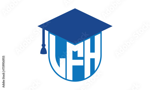 LFH initial letter academic logo design vector template. school college logo, university logo, graduation cap logo, institute logo, educational logo, library logo, teaching logo, book shop, varsity	
 photo