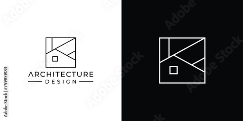 Creative Architecture Design Logo. Architect House, Architectural, Construction with Linear Outline Style. Minimalist Interior Logo Icon Symbol Vector Design Template.