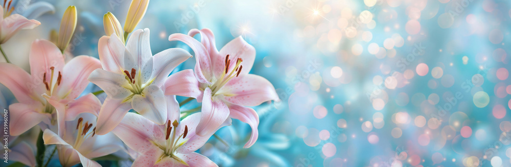 pastel spring background with lilys	
