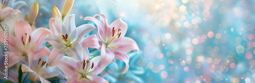 pastel spring background with lilys  