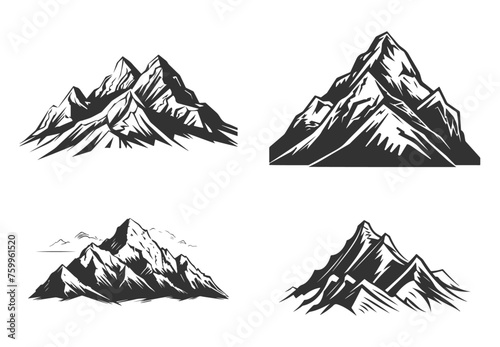 Berge Outdoor Gipfel Logo Mountains Silhouette Set