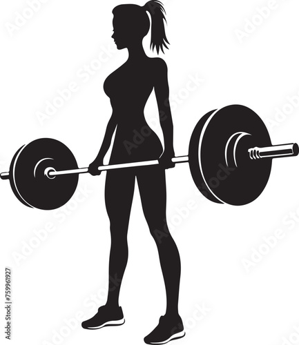 Gym Woman Silhouette Barbell Weights vector illustration 