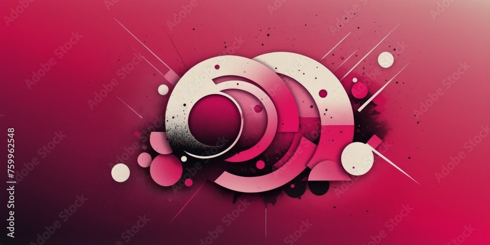 Pink Abstract Grunge Circles Art Illustration