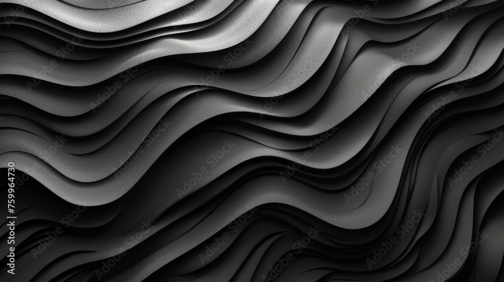 A monochrome depiction of undulating lines creating a pattern on the surface.