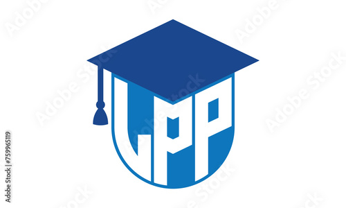 LPP initial letter academic logo design vector template. school college logo, university logo, graduation cap logo, institute logo, educational logo, library logo, teaching logo, book shop, varsity	
 photo